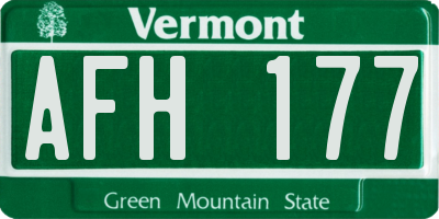 VT license plate AFH177