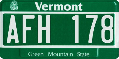 VT license plate AFH178