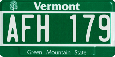 VT license plate AFH179