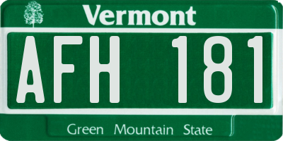 VT license plate AFH181