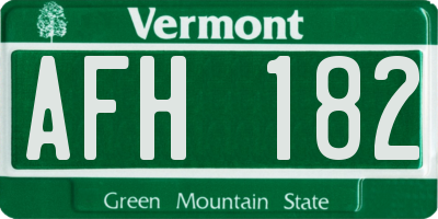 VT license plate AFH182