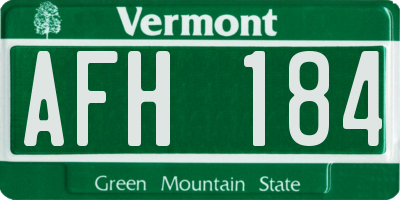 VT license plate AFH184