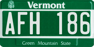 VT license plate AFH186