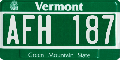 VT license plate AFH187