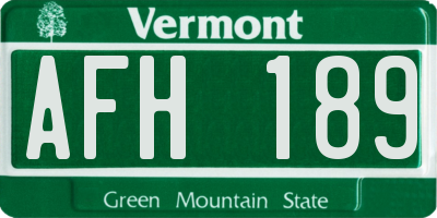 VT license plate AFH189