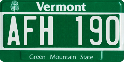 VT license plate AFH190
