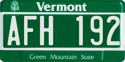 VT license plate AFH192