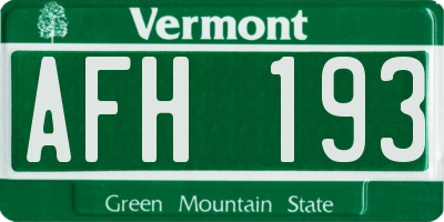 VT license plate AFH193
