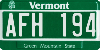 VT license plate AFH194