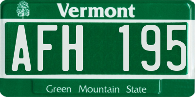 VT license plate AFH195