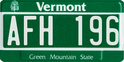 VT license plate AFH196