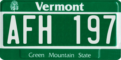 VT license plate AFH197
