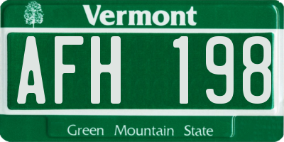 VT license plate AFH198