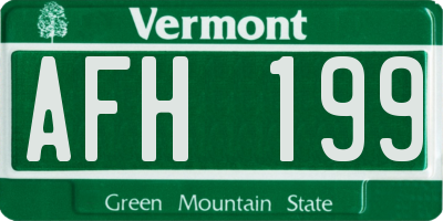 VT license plate AFH199
