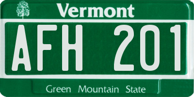 VT license plate AFH201