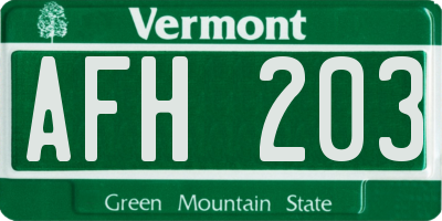 VT license plate AFH203