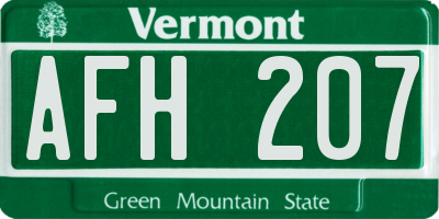 VT license plate AFH207