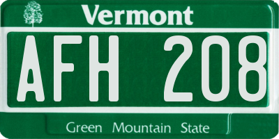 VT license plate AFH208