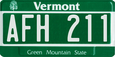 VT license plate AFH211