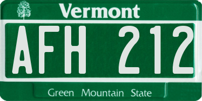 VT license plate AFH212