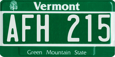 VT license plate AFH215