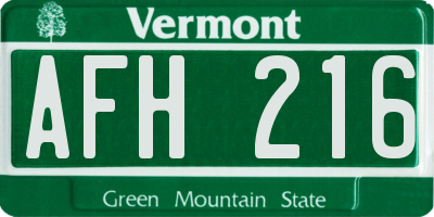 VT license plate AFH216