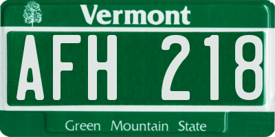 VT license plate AFH218