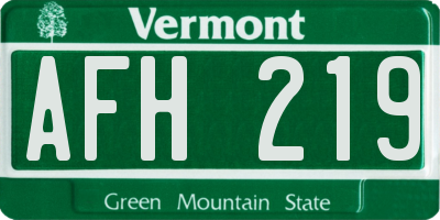 VT license plate AFH219