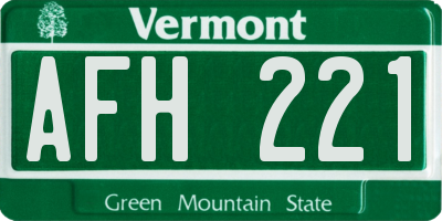 VT license plate AFH221