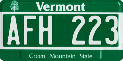 VT license plate AFH223