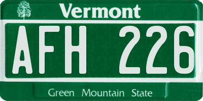 VT license plate AFH226