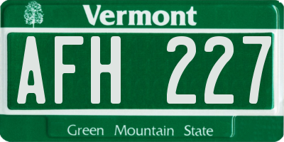 VT license plate AFH227