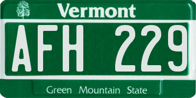 VT license plate AFH229