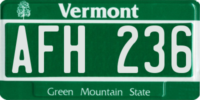VT license plate AFH236