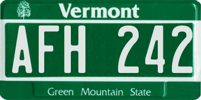 VT license plate AFH242