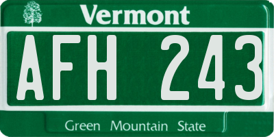 VT license plate AFH243