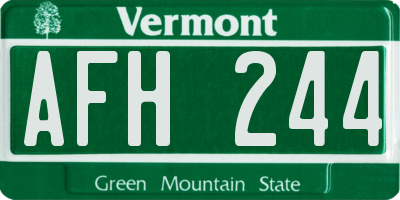 VT license plate AFH244