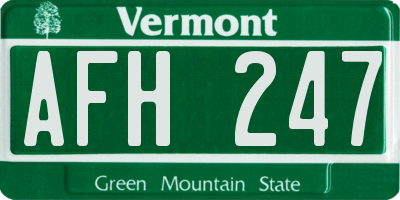 VT license plate AFH247
