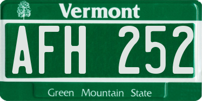 VT license plate AFH252