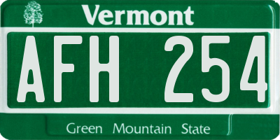 VT license plate AFH254