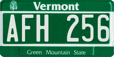 VT license plate AFH256