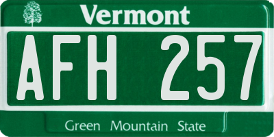VT license plate AFH257