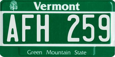 VT license plate AFH259