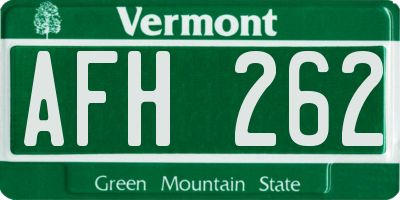 VT license plate AFH262
