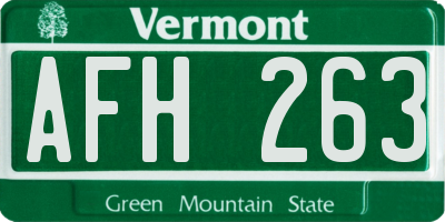 VT license plate AFH263