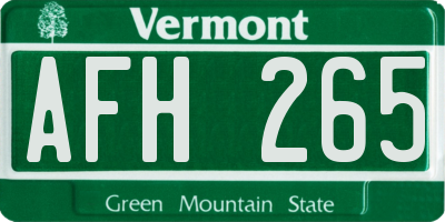 VT license plate AFH265