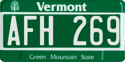 VT license plate AFH269