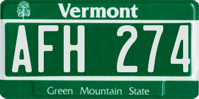 VT license plate AFH274