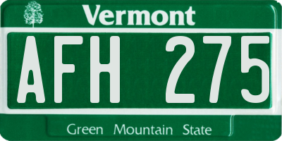 VT license plate AFH275