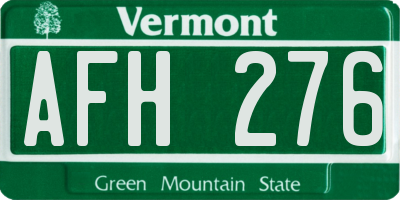 VT license plate AFH276